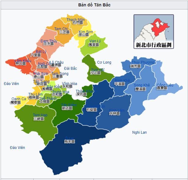Bản đồ Tân Bắc Đài Loan nằm ở đâu?